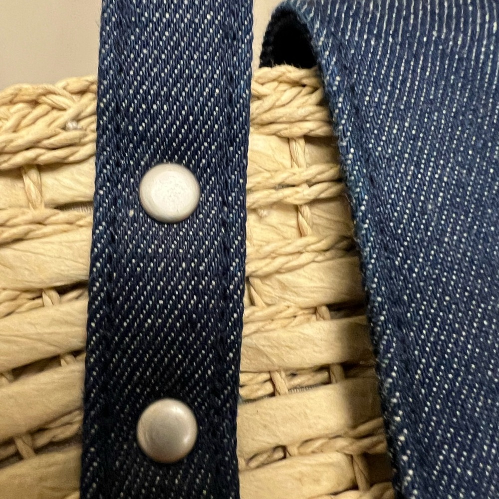 Kenneth Cole Reaction Denim and Straw Satchel, EUC - Picture 8 of 11